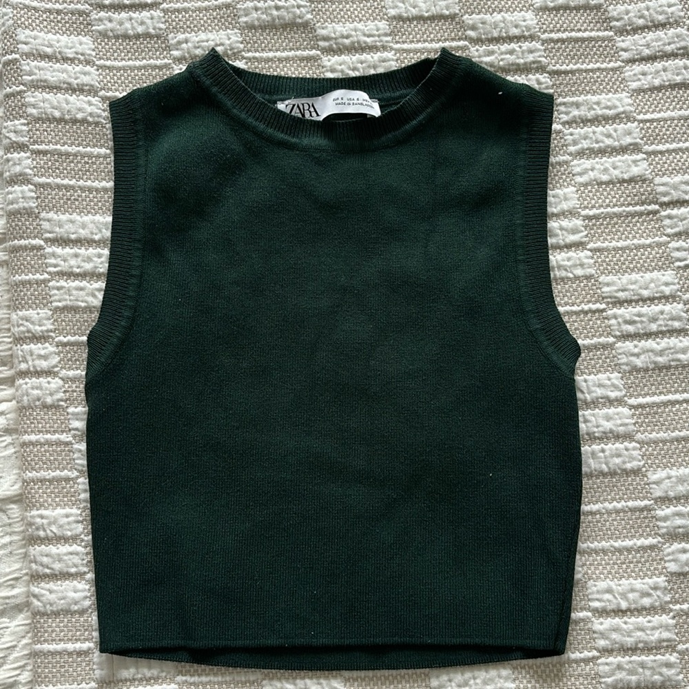 Zara green knit crop top